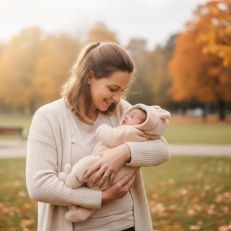 Enfant dans bras de maman avec combinaison pour bebe mignon lapereau