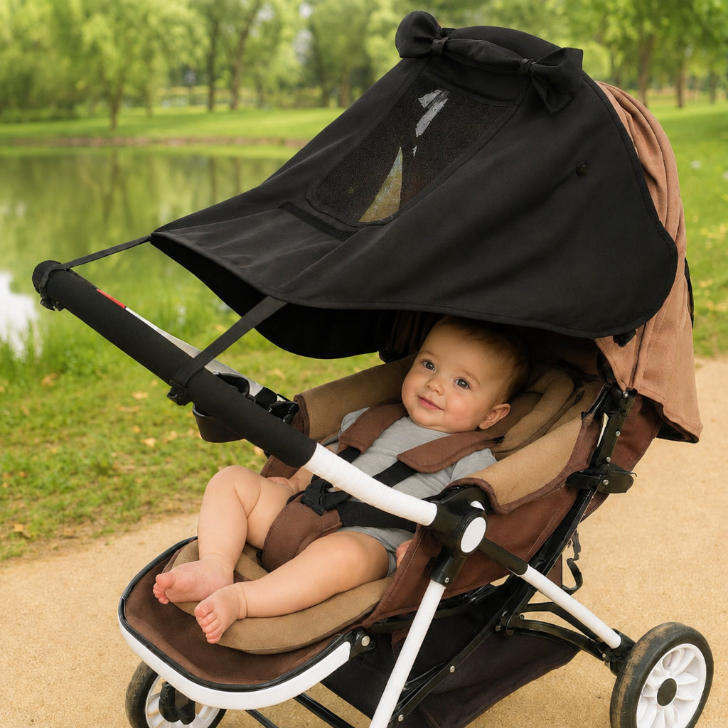 Enfant-dort-dans-pare-soleil-pour-poussette-imperméable