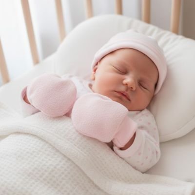 Poupon dort avec moufles bébé délicates roses