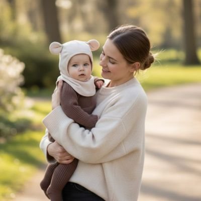 Cagoule pour bebe polaire beige