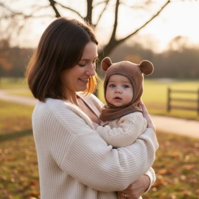 Cagoule pour bebe polaire café