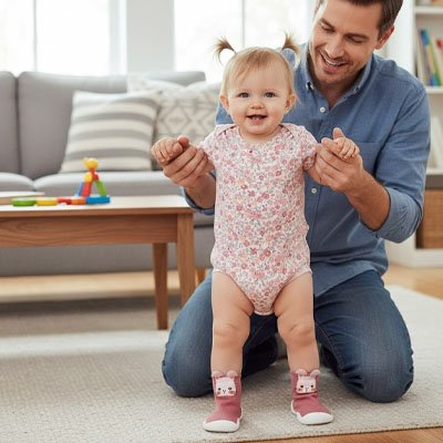 chaussure souple bebe animaux forêt lapin rose