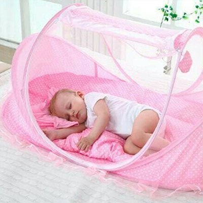 Lit moustiquaire bebe protection plus rose