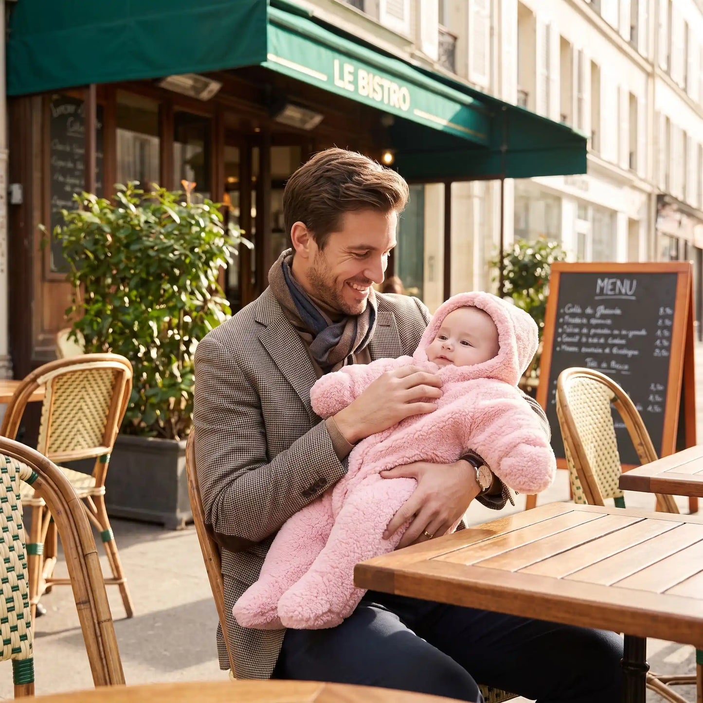 Bébé bras papa avec combinaison polaire pour bebe confort nature