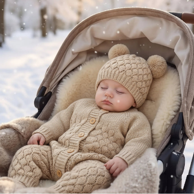 Bébé poussette avec combinaison chaude bebe cocon cozy beige