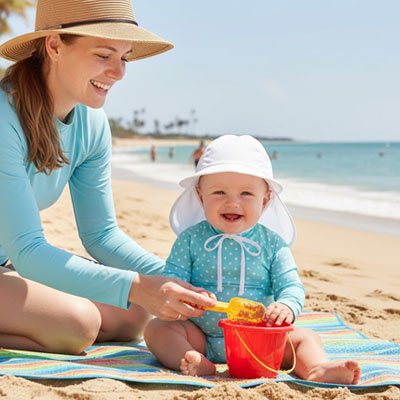 Casquette anti UV bebe vive l'été blanche