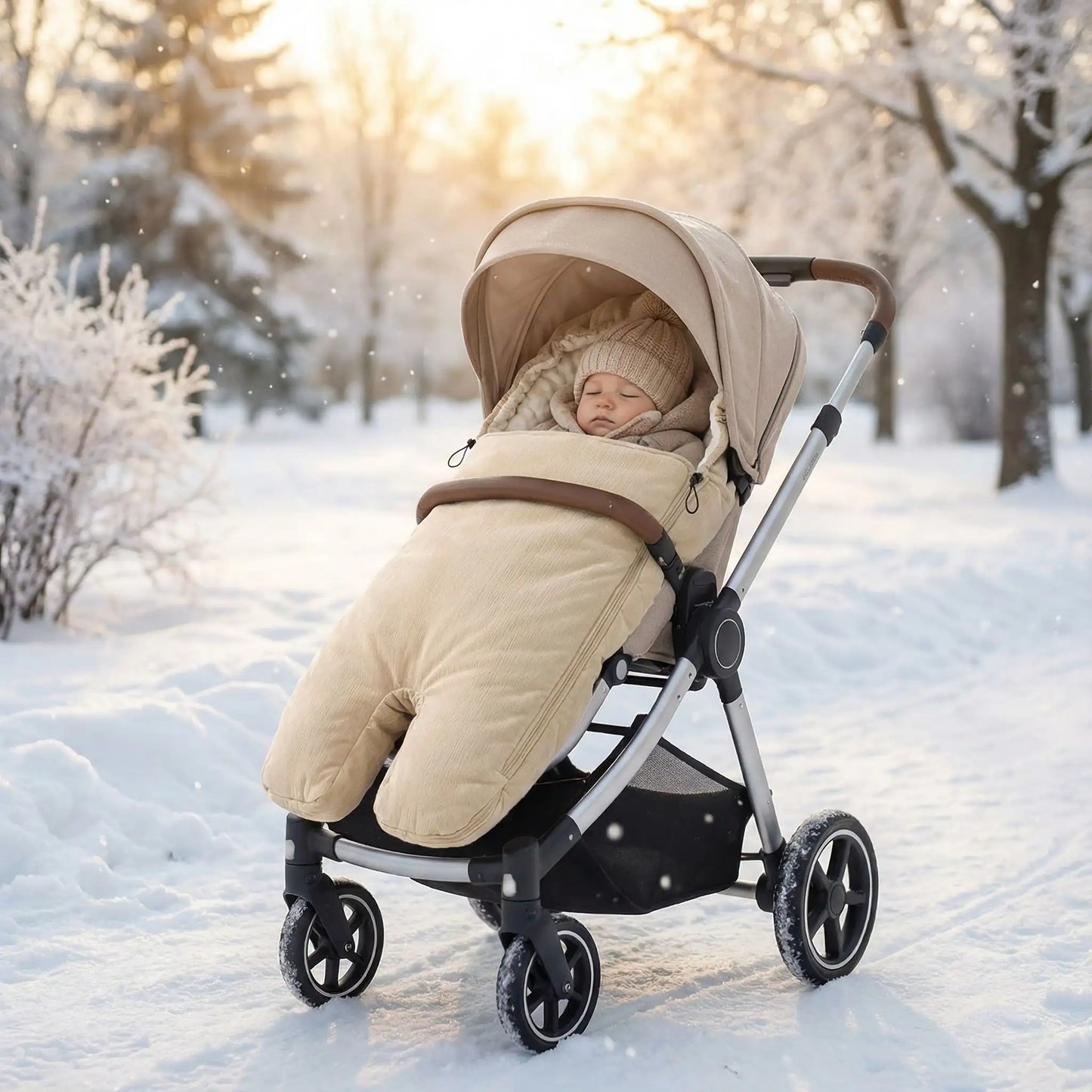 Chancelière poussette canne cosy winter beige
