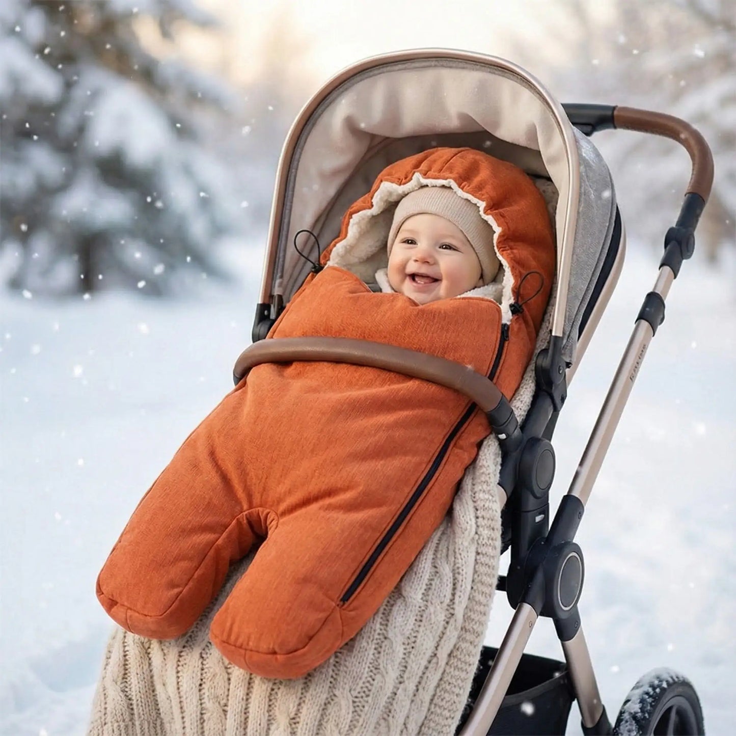 Chancelière poussette canne cosy winter orange