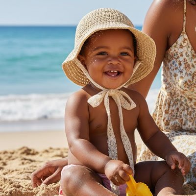 Enfant heureux avec bob bebe au naturel