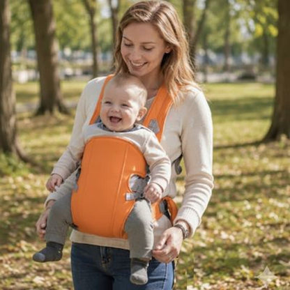 Mère et porte bébé physiologique orange