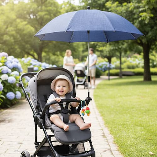 Ombrelles poussettes protection UV couleur bleue
