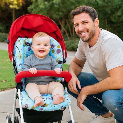 Papa et bébé matelas poussette 2-en-1