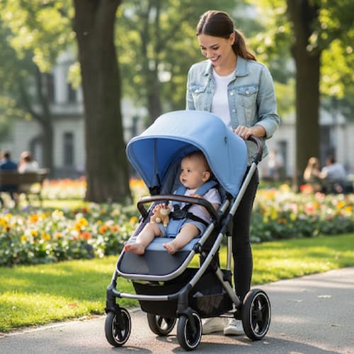 Par soleil pour poussette premium anti-UV couleur bleu