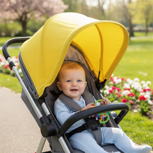 Par soleil pour poussette premium anti-UV couleur jaune