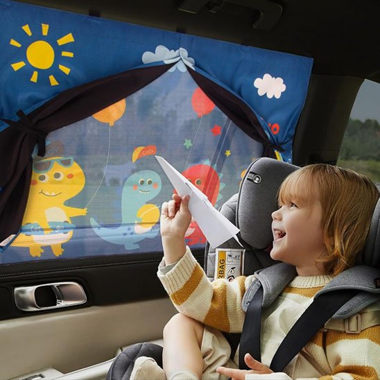 Pare-soleil-voiture-bébé-protection-UV-dinosaure