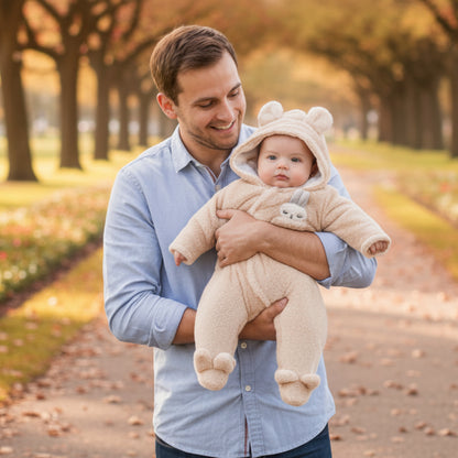 Père et poupon marchent avec combinaison pour bebe mignon lapereau