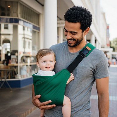 Porte bébé écharpe portage latéral vert