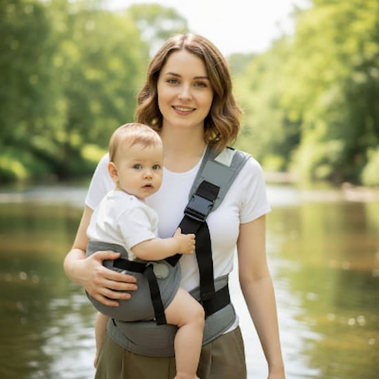 porte bebe hanche connexion mère dans forêt