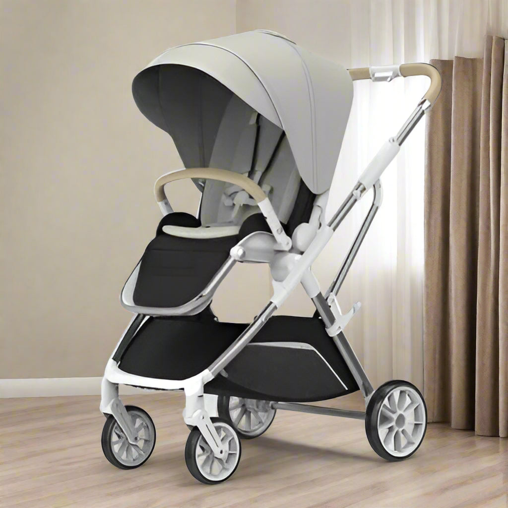 Poussette-bebe-portable-gris