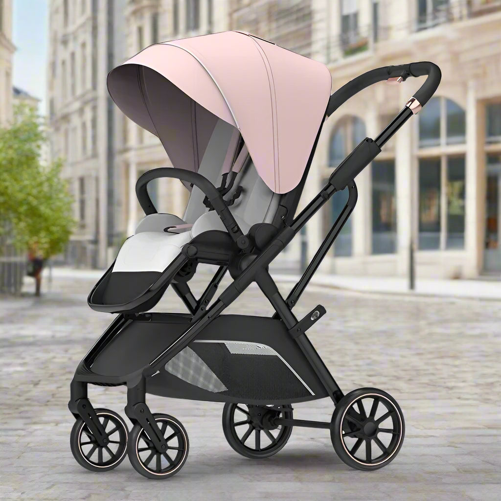 Poussette-bebe-portable-rose