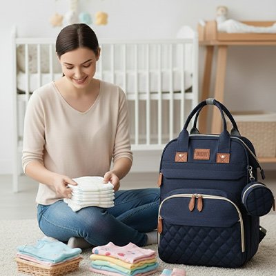 Sac a dos maman lit nomade bleu