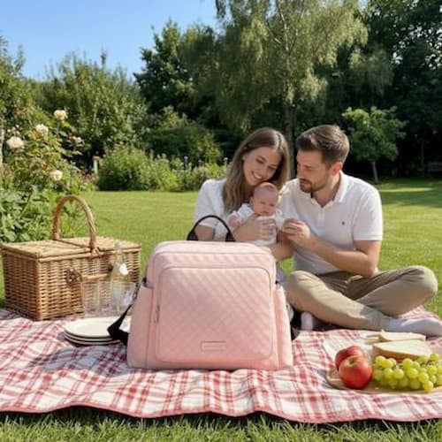 Sac a langer a dos élégant rose en famille