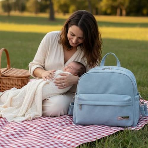 Sac a langer a dos parent actif couleur bleu