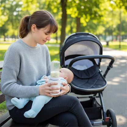 Sortie dans poussette avec chauffe biberon bebe intelligent
