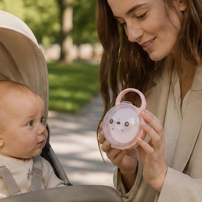 Boite à tétine bébé panda rose