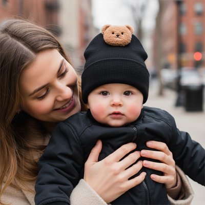 bonnet bebe ourson douillet noir