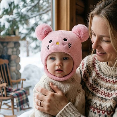 cagoule pour bebe souris brodée rose