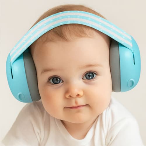 Casque anti bruit bébé ultra confort couleur bleu