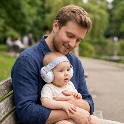 casque pour bébé anti-bruit coeur joyeux blanc