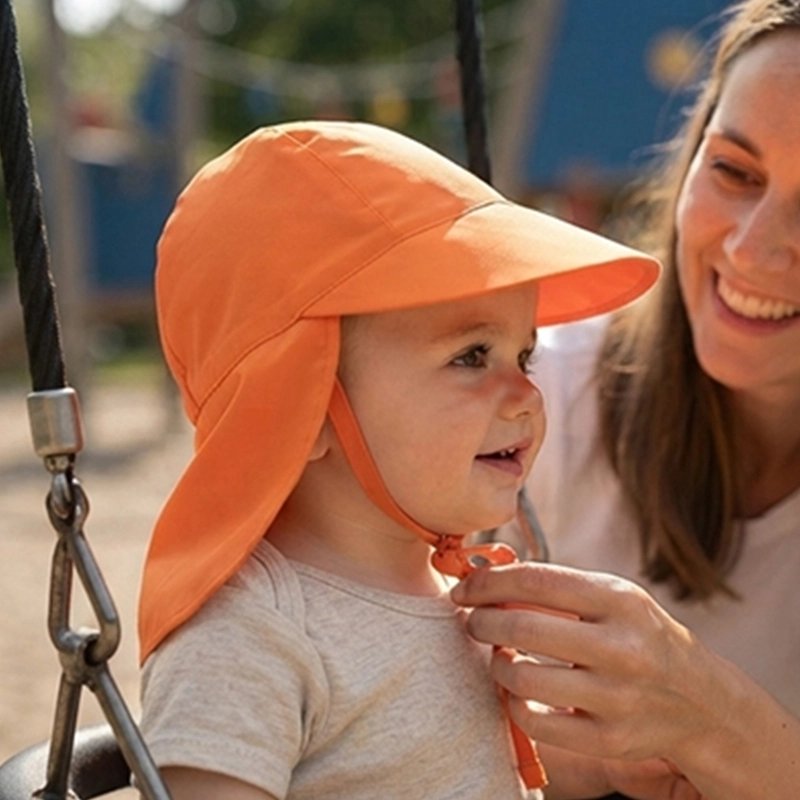 Chapeau bebe anti-UV coloris viva orange