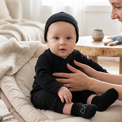 chaussette bebe ours mini noir