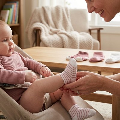 chaussette pour bebe douce caresse rayées rose