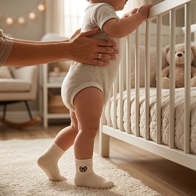 chaussettes bebe animaux tout doux beige