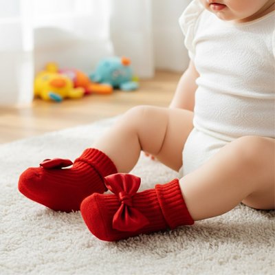 chaussettes bébé fille coquettes rouges