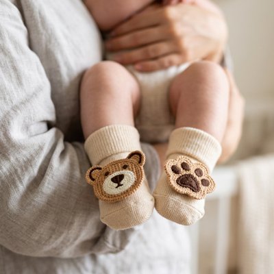 chaussettes bebe pattes d'ours beige