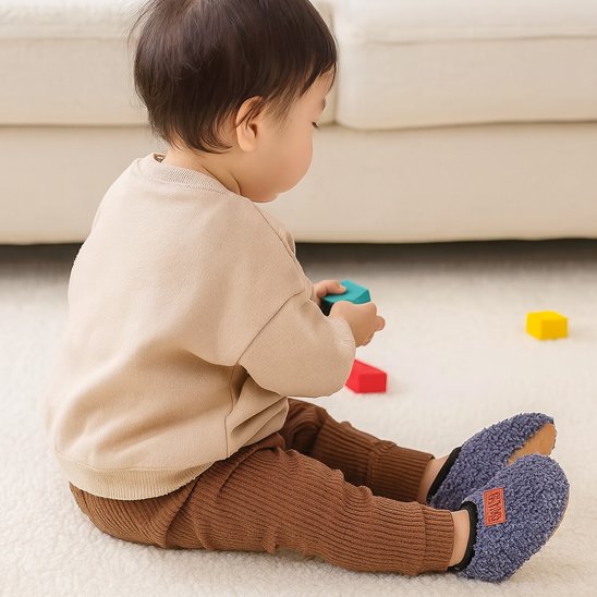 chaussons bébé antidérapants bleus