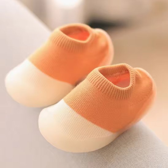 chaussure bebe souple bicolore orange