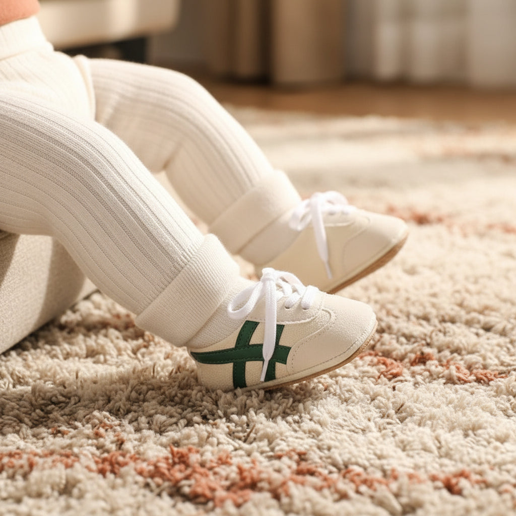 chaussure pour bébé look sportif vert