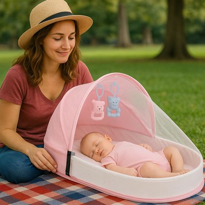 Lit bebe de voyage compact rose