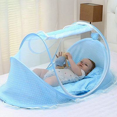 Lit moustiquaire bebe protection plus bleu