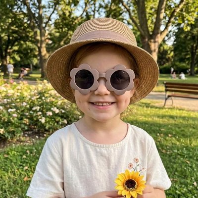 lunette de soleil bébé fleur colorée marron