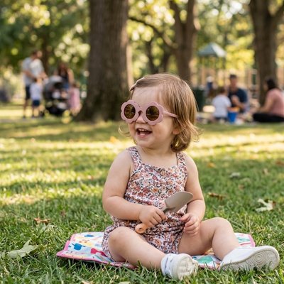 lunette de soleil bebe fleur coquette rose foncé