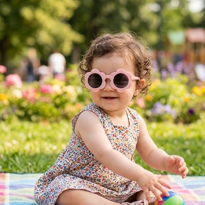 lunette de soleil bebe fleur coquette rose