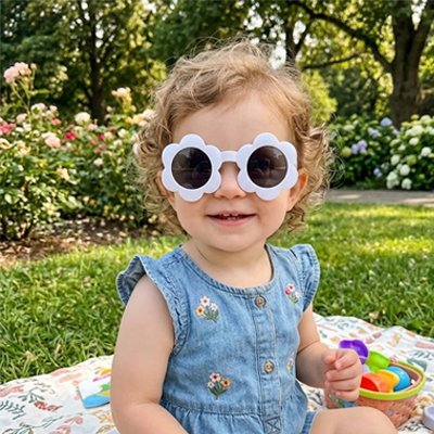 lunette de soleil bebe fleur ludique blanche