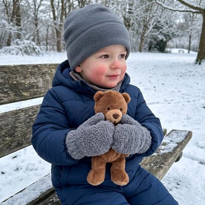 moufle bébé polaire pelucheuse grise