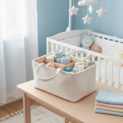 Panier de rangement bébé élégance blanc
